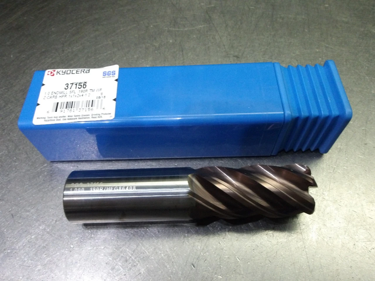 Kyocera/SGS 1" 5 Flute Carbide CR Endmill 1" Shank .190" R 37156 (LOC1178D)