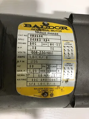 Morse F121 40 56C L Gear Reducer with Baldor VM3534 Motor 1725RPM 1.35S:F
