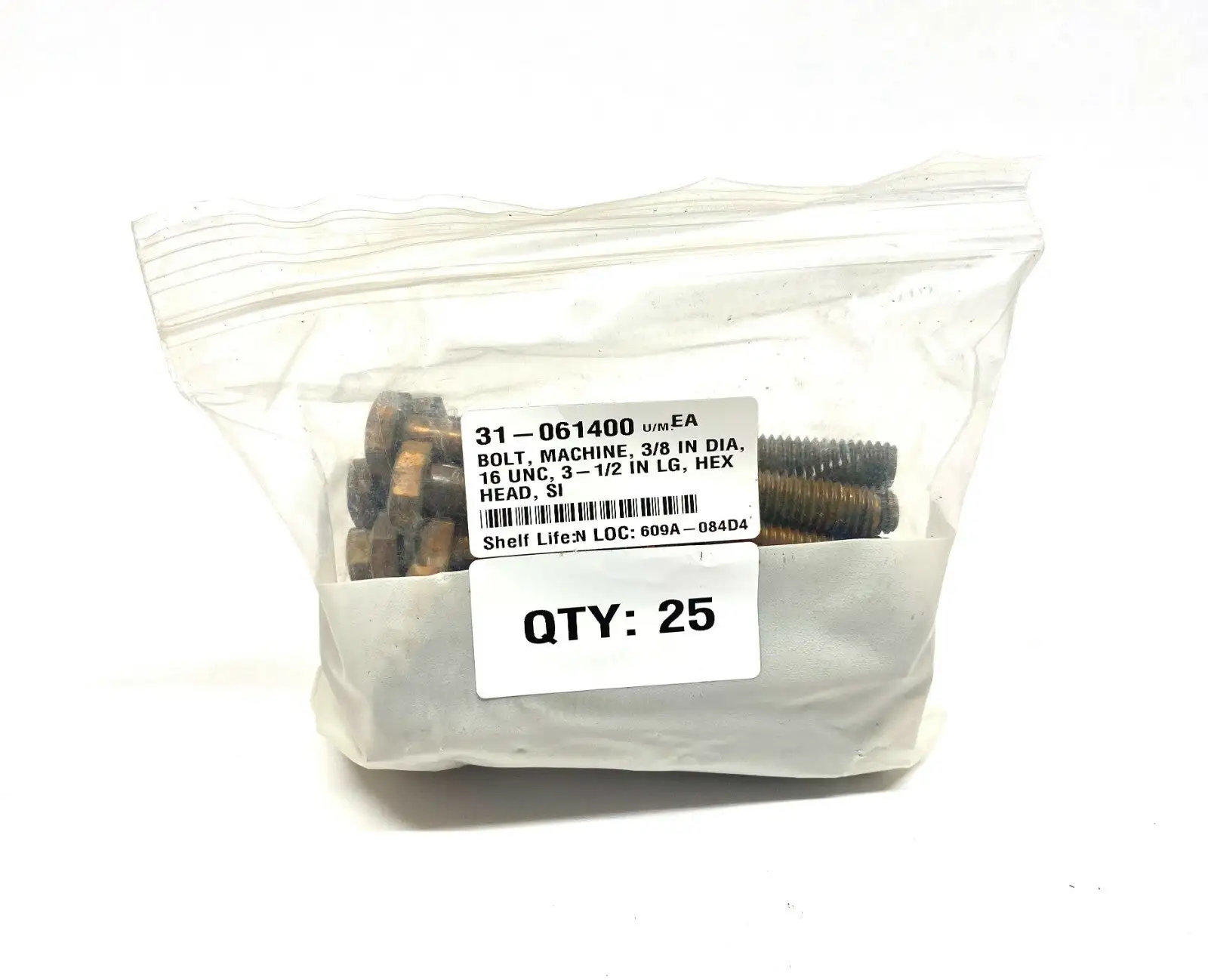 3/8"-16 UNC x 3-1/2" | Hex Head Machine Bolt Bronze Silicon   LOT OF 25 - New