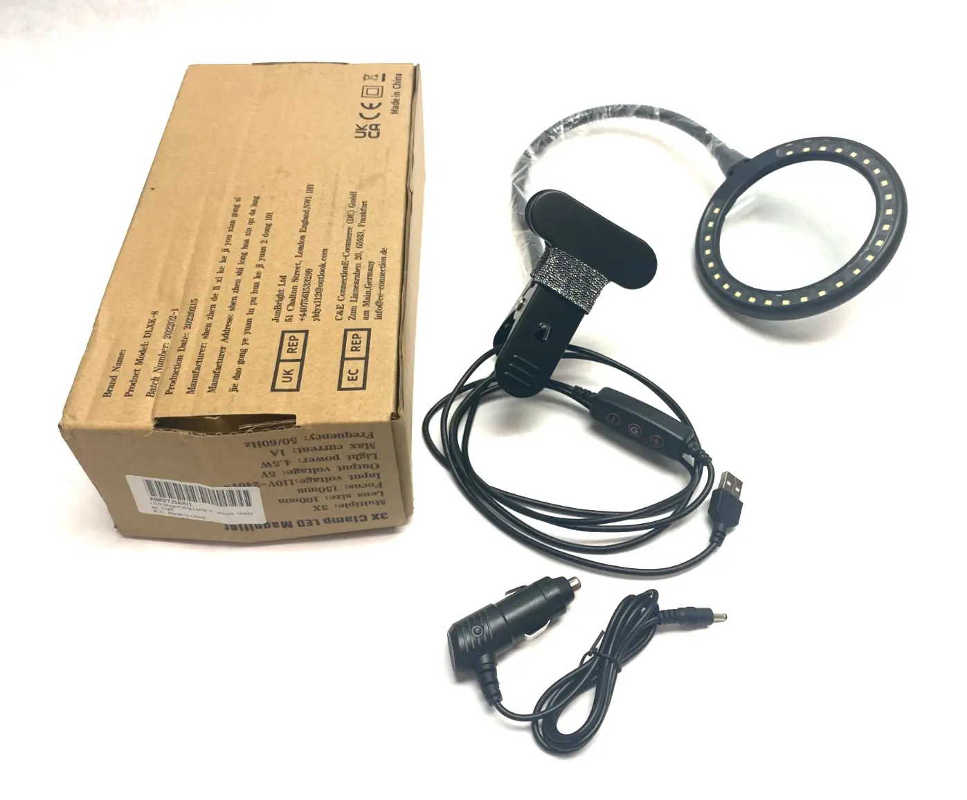None | 3X Clamp LED Magnifier Lamp 100mm Lens Size 150mm Focus - New