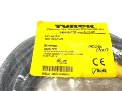 USED TURCK EUROFAST RIGHT ANGLE SINGLE ENDED CORDSET