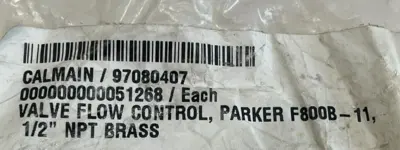 NEW PARKER F800-B11 FLOW CONTROL VALVE 1/2" NPT BRASS F800B11