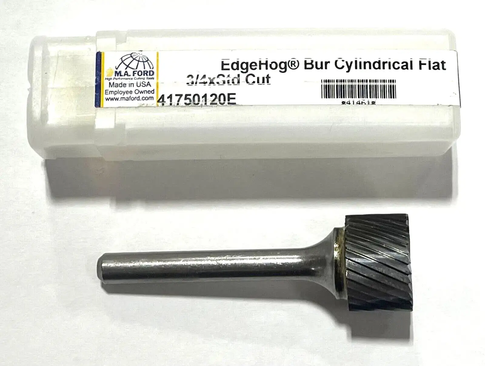 M.A. Ford 3/4" Carbide Burr SB-15 Cylindrical End Cut 1/4" Shank Single Cut USA