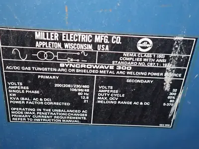 USED MILLER ELECTRIC MFG CO SYNCROWAVE 300