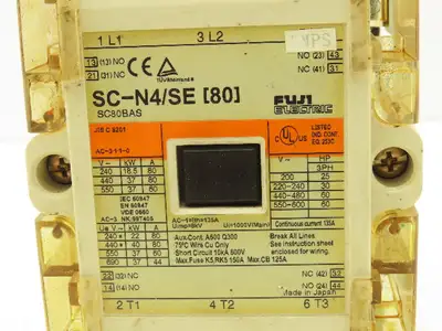 Fuji Electric SC-N4/SE Motor Starter Contactor 80A 600V 3 Pole Coil: 120V