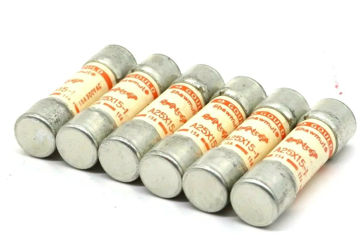 6 NEW GOULD SHAWMUT A25X15-1 250V 15A SEMICOND FUSE A25X151