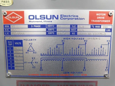 Used OLSUN DSHAD-7211753 Transformers Ohio US | Equipment Recovery Corp. #1329759