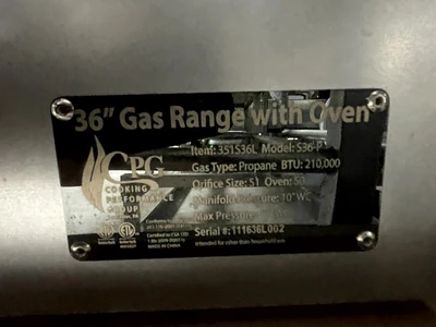 72-0411 CPG S36-P 36" Liquid Propane Range with Oven