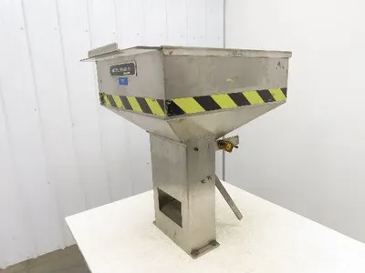Haumiller Pneumatic Vibratory Parts Feeder Bin 24x24" Stainless Hopper