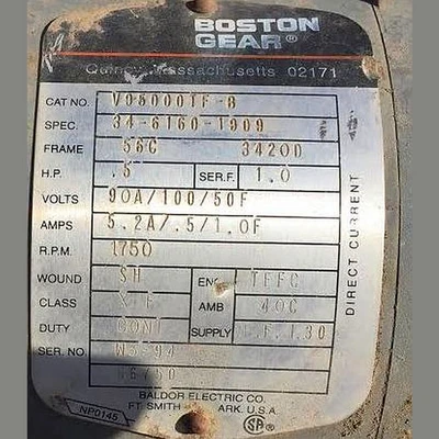 Boston Gear 1/2 hp Electric Motor