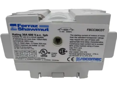 NEW MERSEN FBCC30CDT FUSE BLOCK 30AMP 3 POLE