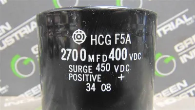 Hitachi HCG F5A Capacitor 2700 MFD 400 VDC Surge Positive 450 VDC Used