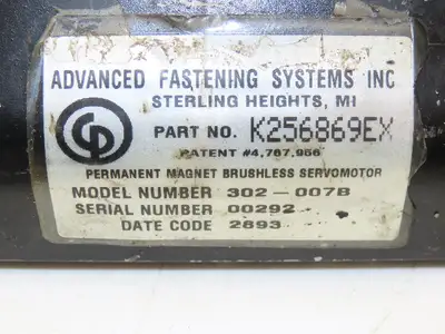 Advanced Fastening Systems K256869EX 302-007B Nutrunner Brushless Servo Motor