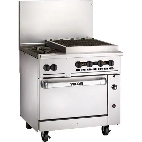 Vulcan 36S-2B24CBP 36" 2 Burner Gas Range W/ Charbroiler & Standard Oven, Liquid Propane