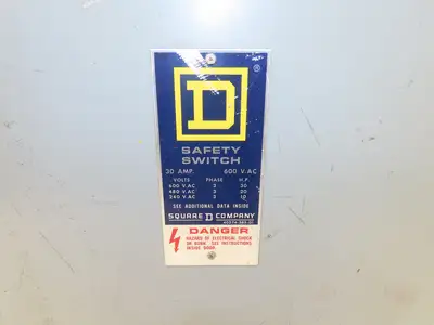 Square D HU661RWK Safety Disconnect Switch 30A 600V 6 Pole Non Fused 3R