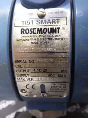 Rosemount 1151GP8S22D6S1B4L4 Differential Pressure Transmitter 1000 PSI Max. QFr Used