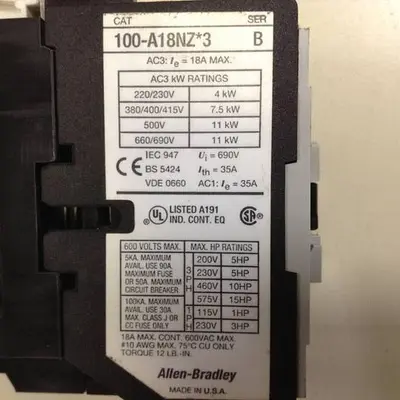 USED ALLEN BRADLEY 100-A18NZ.3 SER B