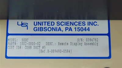 United Sciences Inc 500C Smoke Density Remote Display Assembly 1002-0000-02 Used