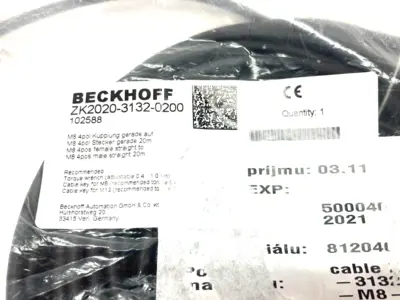 NEW BECKHOFF DOUBLE ENDED POWER CABLE M8 4-PIN 20M LENGTH