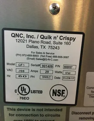 Used QUIK N' CRISPY GF5 Electric Cooking Equipment British Columbia CA | Surrey Food Equipment #1310242