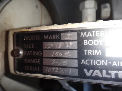 Valtek 1/2" 150 11, 316 Stainless Control Valve