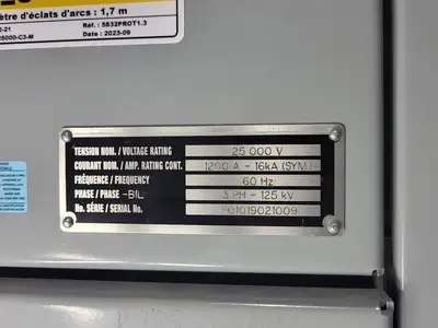 25kV 1200A 3ph Switchgear Unit w/ Power Vac Breaker VB1 27.0-16-0
