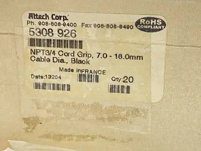 New | in-Stock Altech Corp Polyamide Liquid-Tight Cable Gland 3/4" NPT PKG OF 20 Electrical Fittings Michigan US | Maverick Industrial Sales #1390867