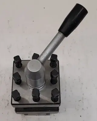 4-WAY LATHE TOOL POST H: 6-3/4” OVERALL W: 3.15IN L: 3.15IN GAP: 1-1/4IN BASE: .72IN