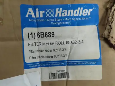 Air Handler 6B689 Air Filter Roll 65'Wx32-3/4"Hx3/4"T Polyester MERV 6 Rating