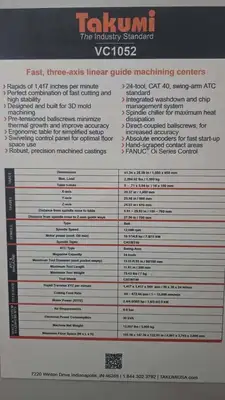 2017 TAKUMI VC1052 Machining Centers, Vertical | Asset Exchange Corporation (6)