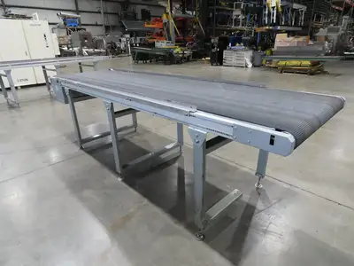 Habasit 38"x 11' 6" Slider Bed Conveyor 33.5"W Grip Belt 220V 3PH 5FPM