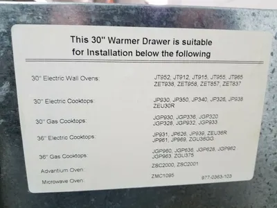 152-0353 GE Profile JTD915CFICC Electric Warming Drawer