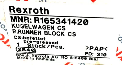 NEW BOSCH REXROTH R165341420 BALL RUNNER BLOCK