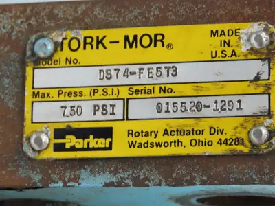 Parker DS74-FE5T3 Tork-Mor Rotary Actuator 100° Rotation 750 PSI