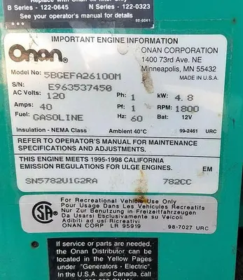 USED ONAN 5BGEFA26100M