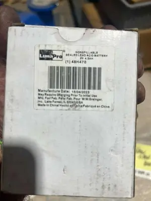 NEW OPEN BOX LUMAPRO 48H470 SEALED LEAD ACID RECHARGEABLE BATTERY K-759CC