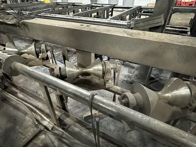 6" X (2) 15 HP WHEEL WHEELABRATOR "SKEW ROLL PIPE & BAR" SHOT BLAST BLASTER SYSTEM: STOCK #20002