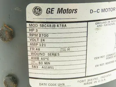 General Electric 5BC48JB478A 24 Volt Motor Off Hyster Power Pallet Jack