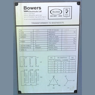 2000 kVA Bowers Oil Filled Transformers