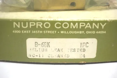 NEW NUPRO B-6BK VALVE B6BK