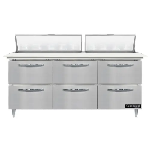 Continental D72N18C-D 72" Designer Line Sandwich/salad Prep Table W/ Refrigerated Base, 115v