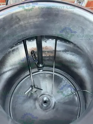 USED PRECISION STAINLESS 500 LITER STAINLESS STEEL JACKETED REACTOR  W/ 0.5 HP MIXER