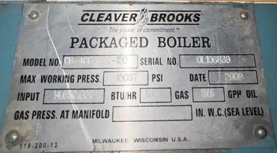 USED 2008 CLEAVER BROOKS CB-400-350-150
