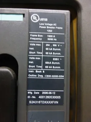 Siemens WL Switchgear, 480V, 7-Section, 4000/1600A Breakers