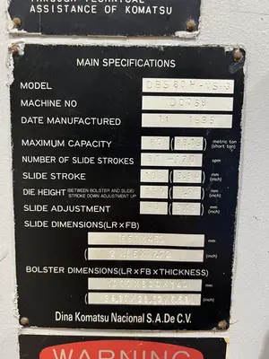 USED 1995 KOMATSU PRESSES KOMATSU OBS80H-VS-3 PRESS