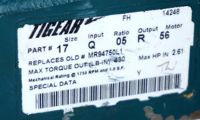 NEW DODGE TIGEAR 2 17Q05R56 GEAR REDUCER