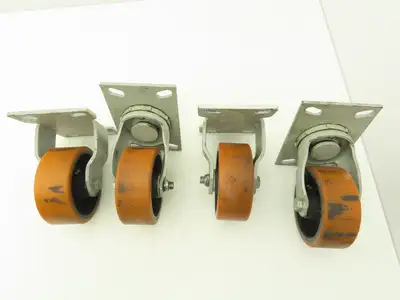 5" Caster Wheels Poly/Cast Set of 4 (2) Swivel (2) Rigid 6-1/2" H Lot of 4