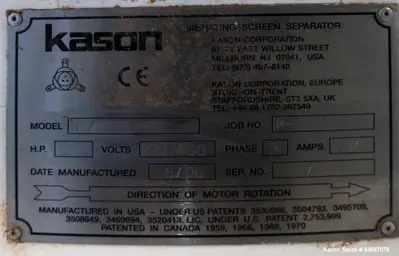 Used KASON K72-1-SS Circular Screeners Illinois US | Aaron Equipment #1515564