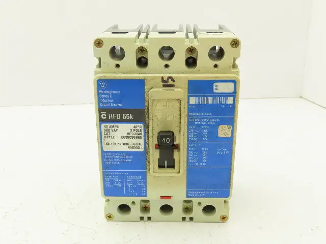 Westinghouse HFD3040 Industrial Circuit Breaker 40 Amp 600V 3 Pole