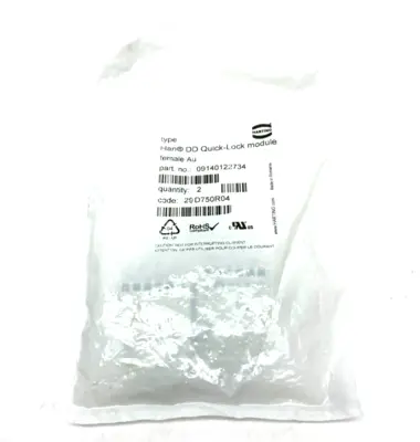 09140122734 | Harting  Han DD Quick-Lock Module Female Au PKG OF 2 - New